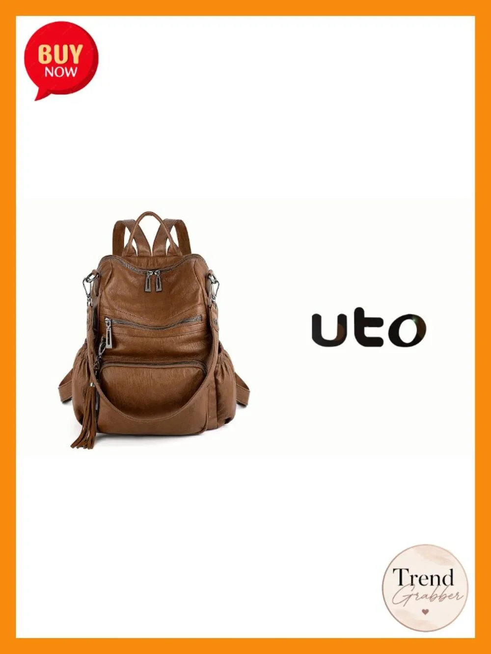 UT0 Women's Vegan Leather Convertible Backpack Purse with Tassel, Designer
